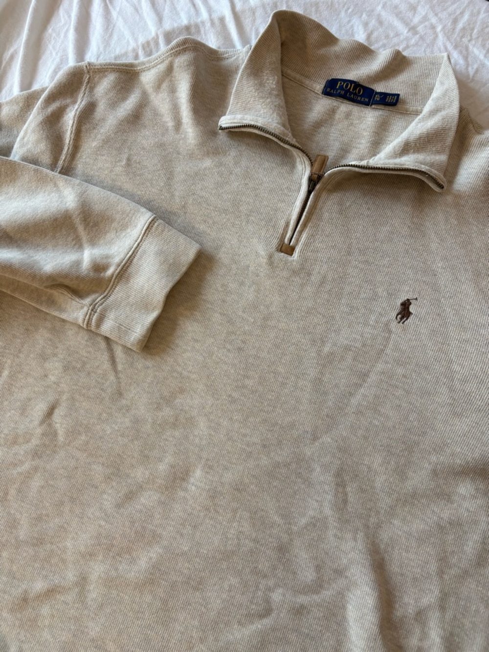 Polo Ralph Lauren Mens XL Quarter Zip Sweatshirt Gray Pullover Pony Logo